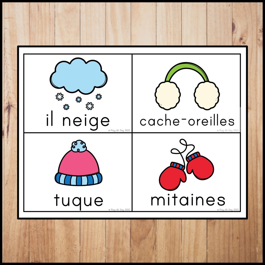 French WINTER Vocabulary Cards | cartes de vocabulaires L'HIVER - Made ...