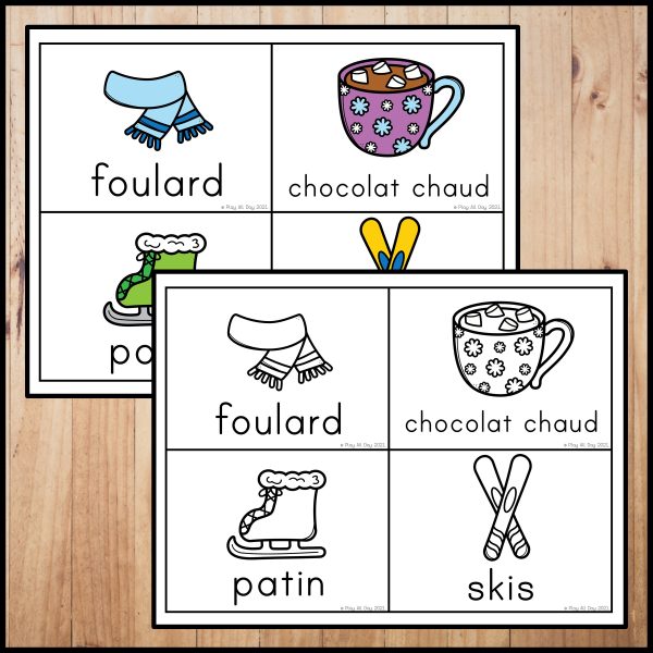 French WINTER Vocabulary Cards | cartes de vocabulaires L'HIVER - Made ...