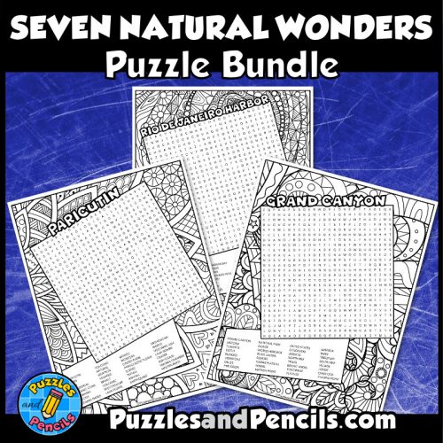 Seven Natural Wonders of the World Word Search Puzzle BUNDLE | Made By ...