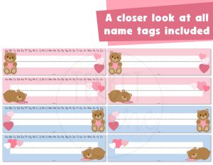 Valentine Bear Editable Desk Name Tags | Made By Teachers
