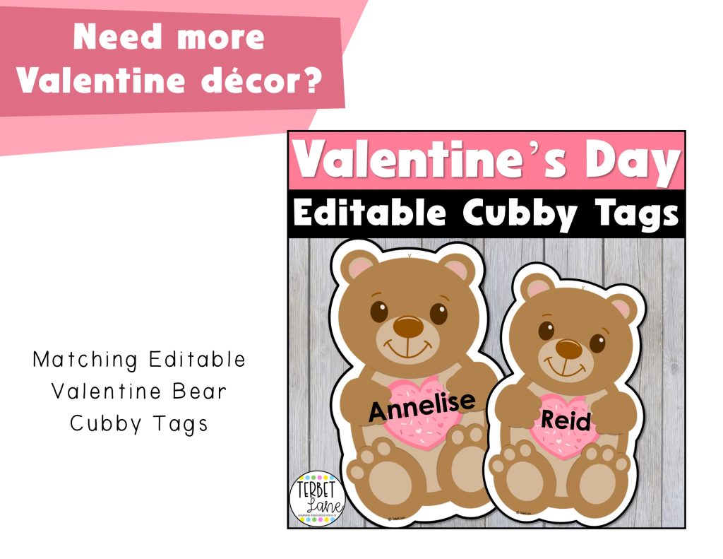 Valentine Bear Editable Desk Name Tags | Made By Teachers