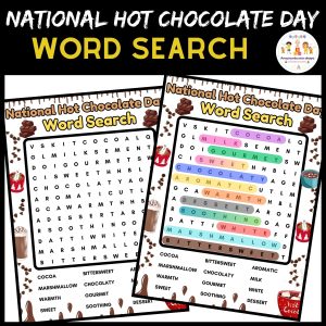 Activities Word Search Worksheets National Hot Chocolate Day - Made By ...