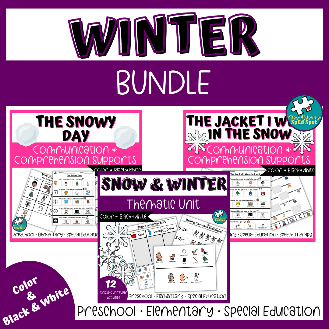 Winter Bundle for Thematic Groups, Reading, and Communication Skills