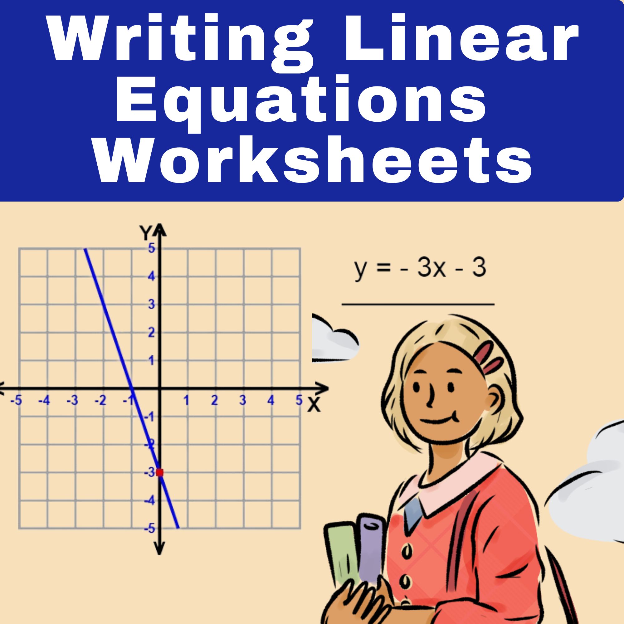 Write the Equation from Each Line - Writing Linear Equations Worksheets