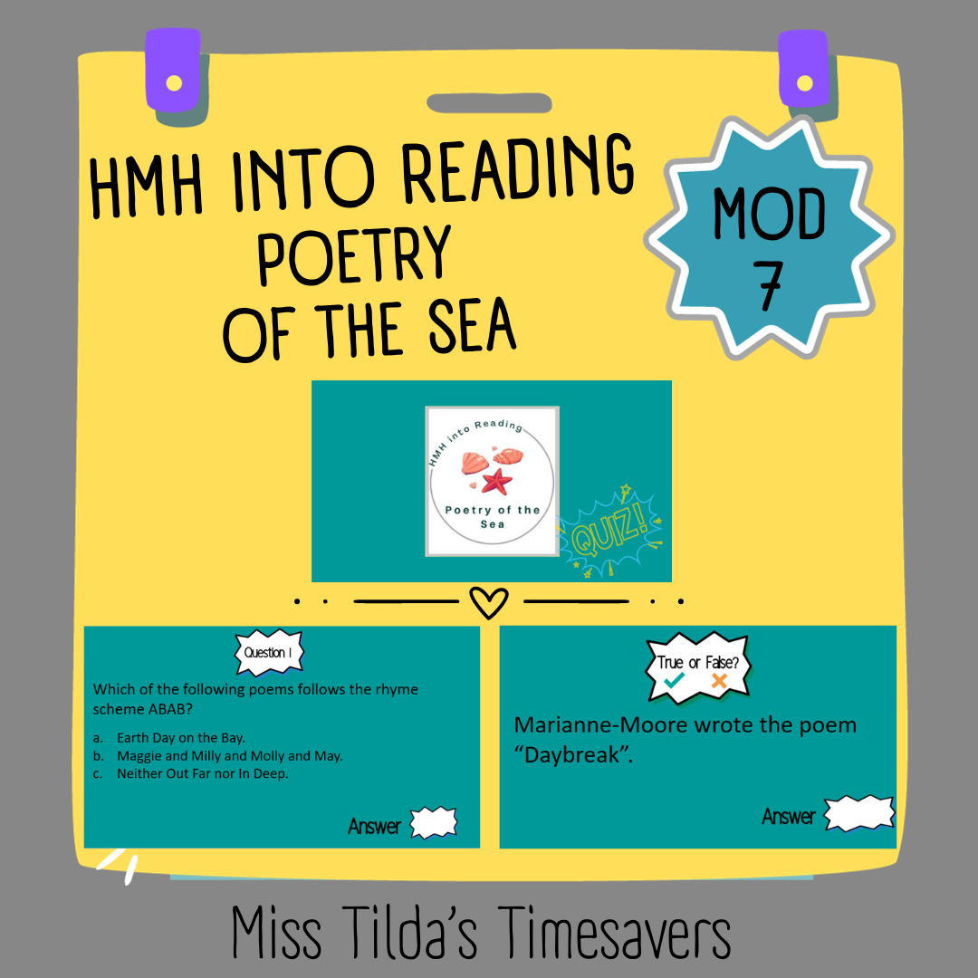 Poetry of the Sea Quiz - Grade 6 HMH into Reading