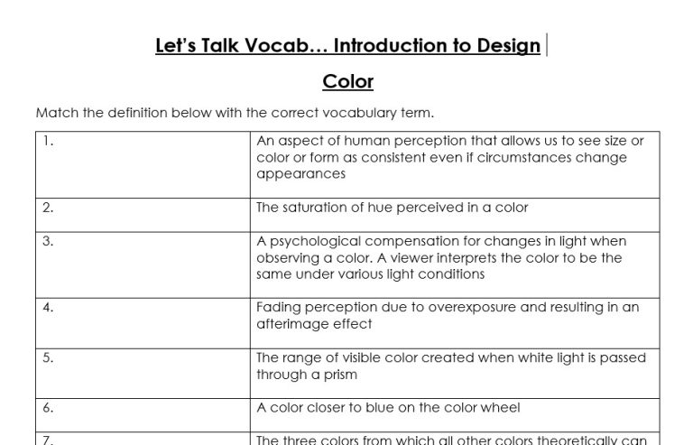 An Introduction to Design 4 Worksheet (Arts/Interior Design) | Made By ...