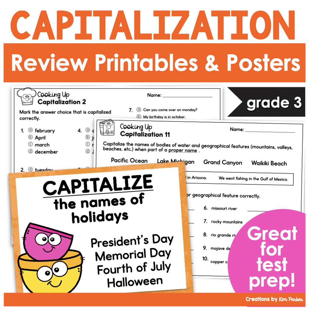Capitalization Worksheets for Test Prep and Review