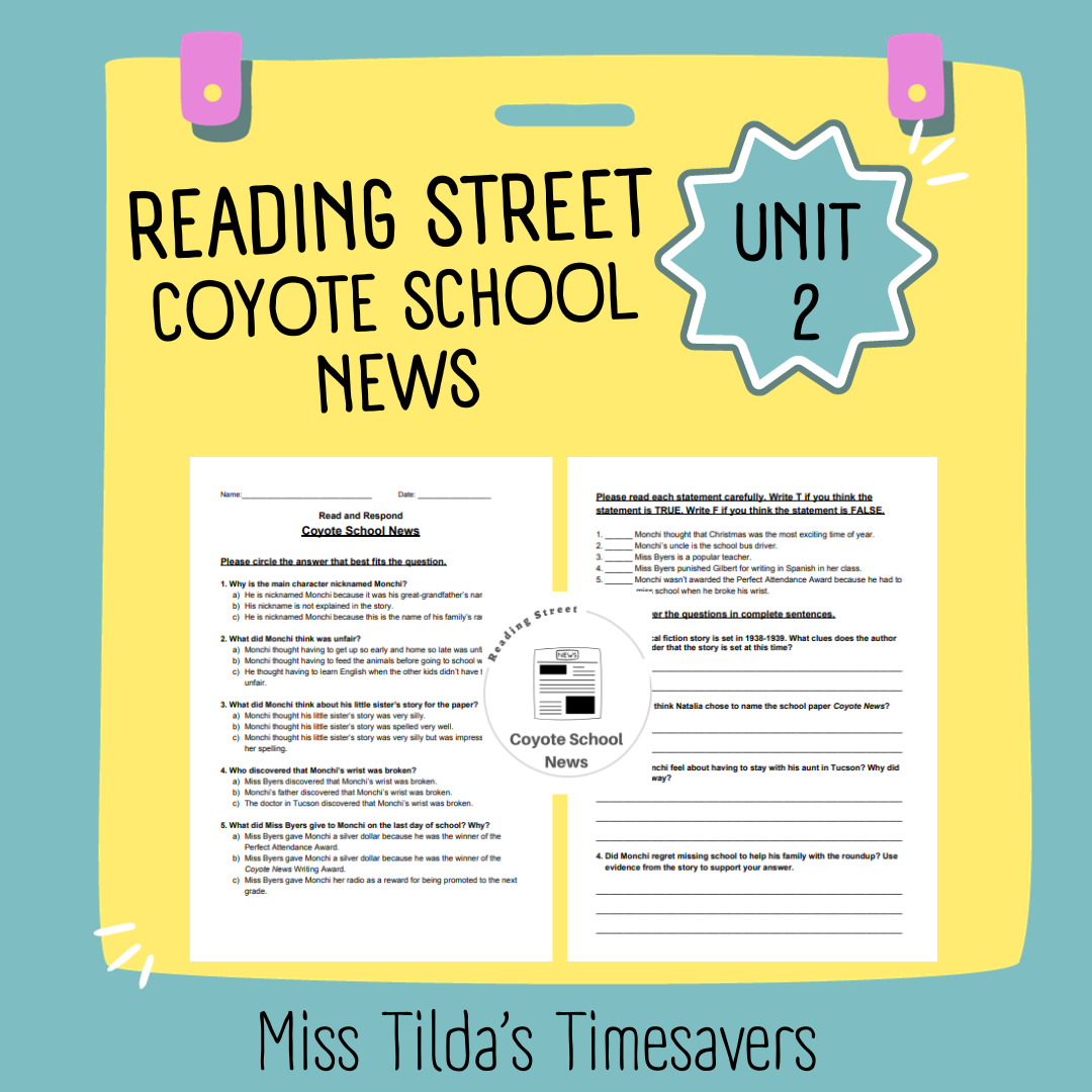 Coyote School News - Read and Respond Reading Street 4.1