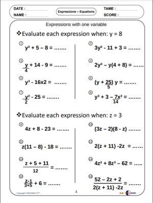 Algebraic Expressions and Equations with One and Two Variables | Made ...
