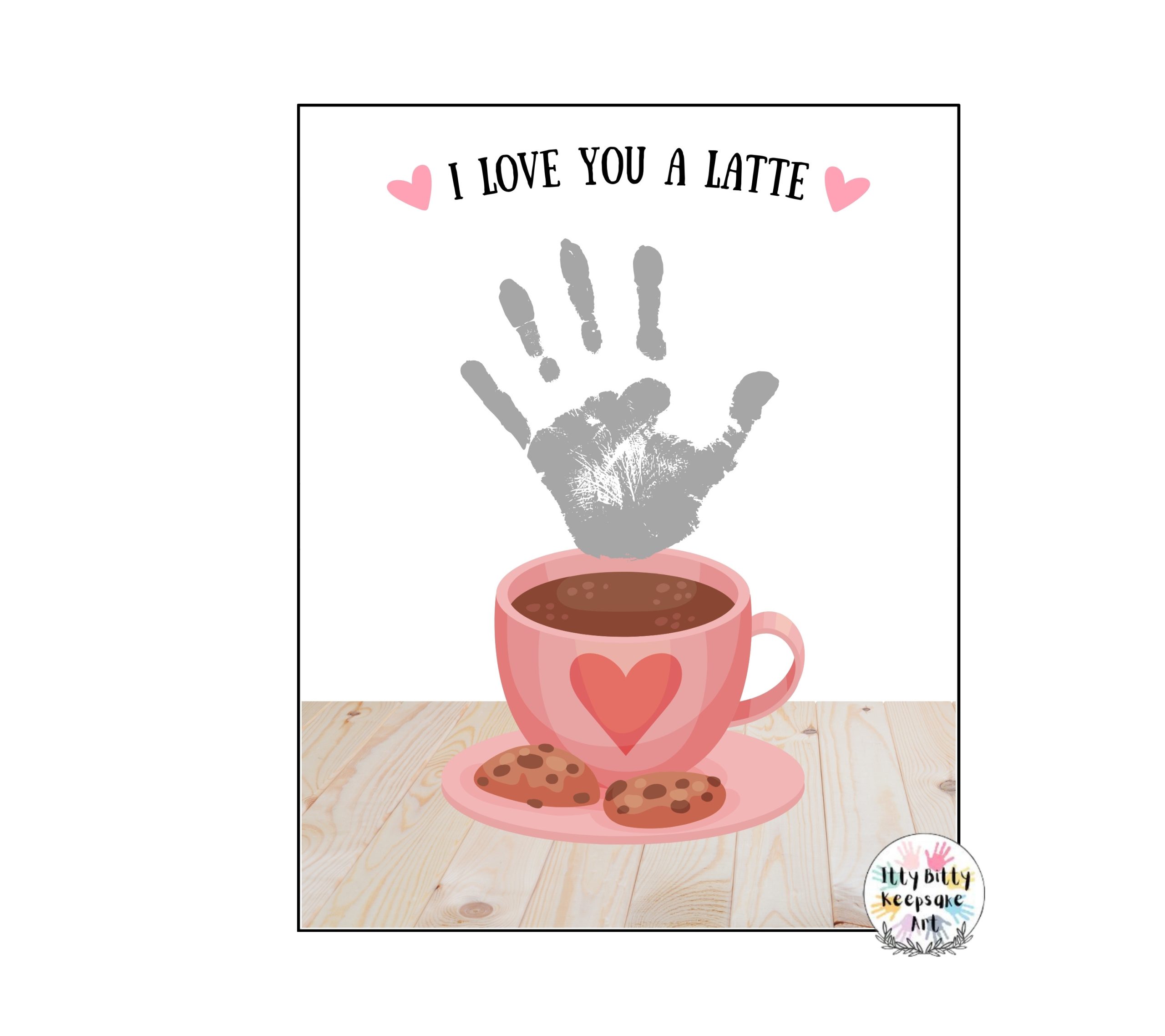 Valentine's Day Latte Handprint Art Craft Printable Template