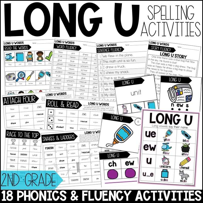 Long U Vowel Teams Worksheets, Activities & Games 2nd Grade Phonics or Spelling
