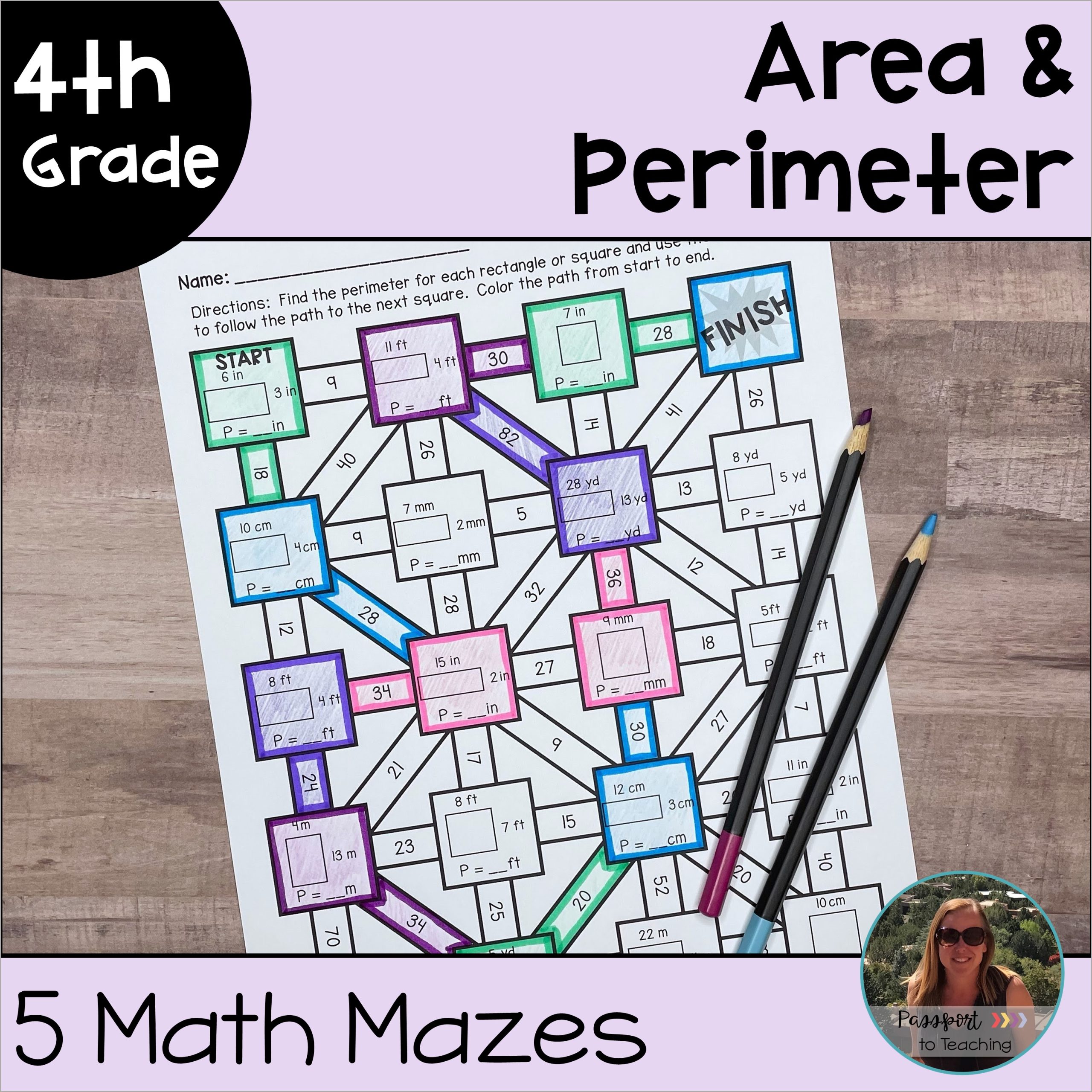 Area and Perimeter Math Mazes