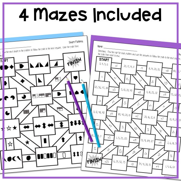 Patterns and Rules Math Maze Worksheets - 4th Grade - Made By Teachers
