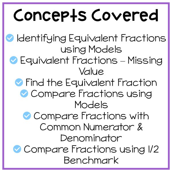 Equivalent Fractions and Comparing Fractions Math Maze Worksheets - 4th ...