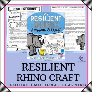 RESILIENT RHINO CRAFT - Cut & Paste School Counseling Activity - SEL Skills