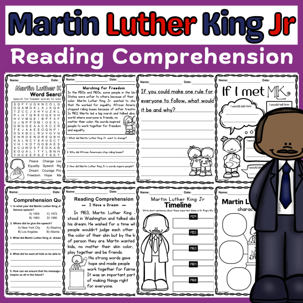 Martin Luther King Jr Reading Comprehension Passages & Questions MLK ...