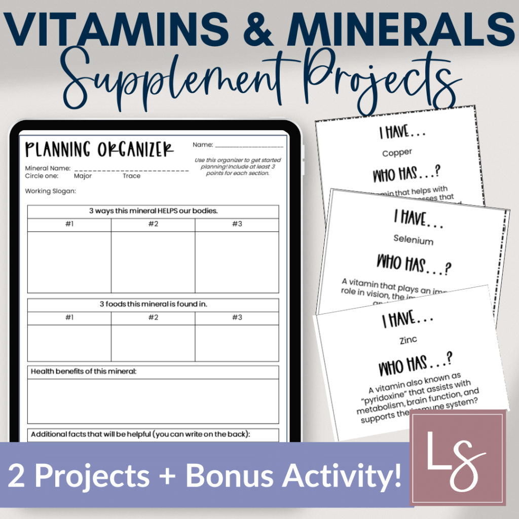 Vitamins and Minerals the Body Needs - Health and Nutrition Activities ...