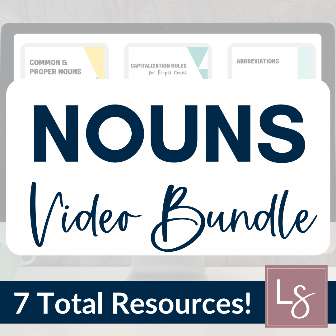 NOUNS Grammar Bundle: Video Lessons, Teaching Slides, Guided Notes, + Worksheets