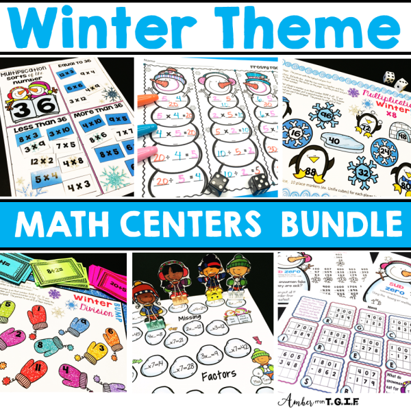 3rd Grade January Winter Math Centers Snow Multiplication & Division ...