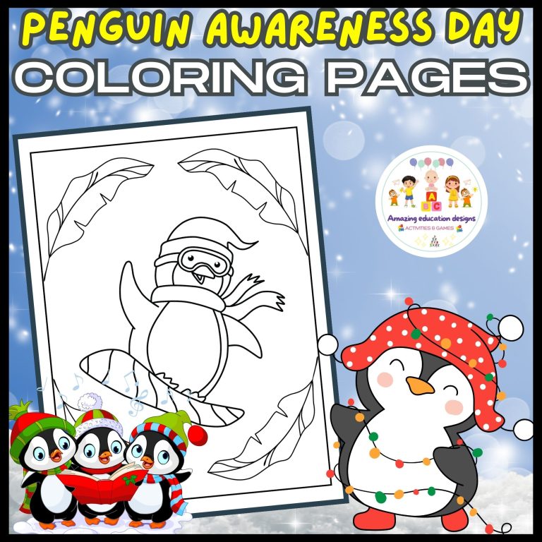 Activities Coloring Pages Worksheets | Penguin Awareness Day - Made By ...