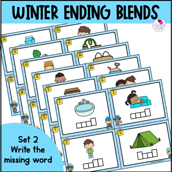 Winter Ending Blends Write the Room for Phonics Centers - Made By Teachers