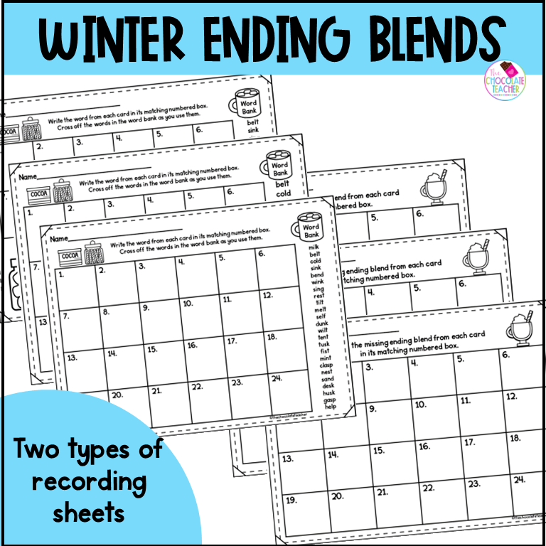 Winter Ending Blends Write the Room for Phonics Centers | Made By Teachers