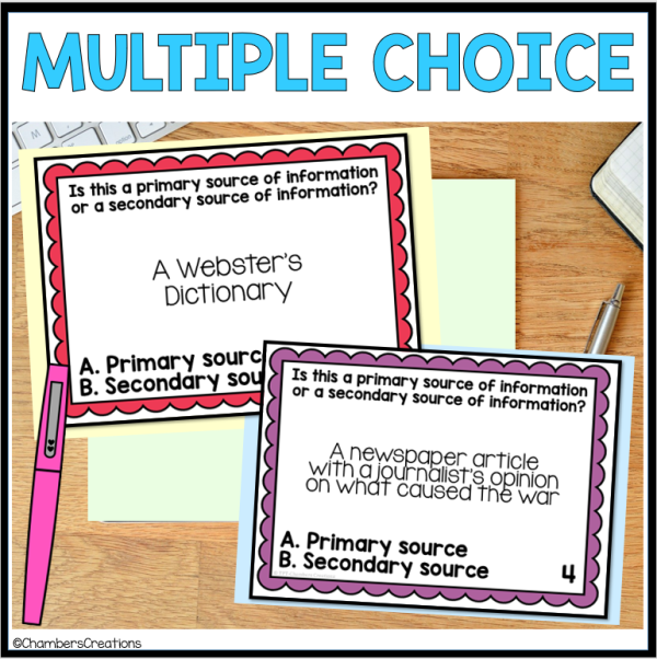 Primary and Secondary Sources 40 Task Cards for research skills - Made ...