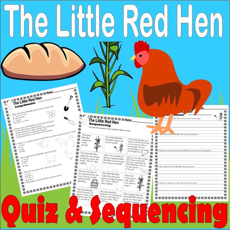 The Little Red Hen Reading Quiz Test & Story Sequencing - Made By Teachers