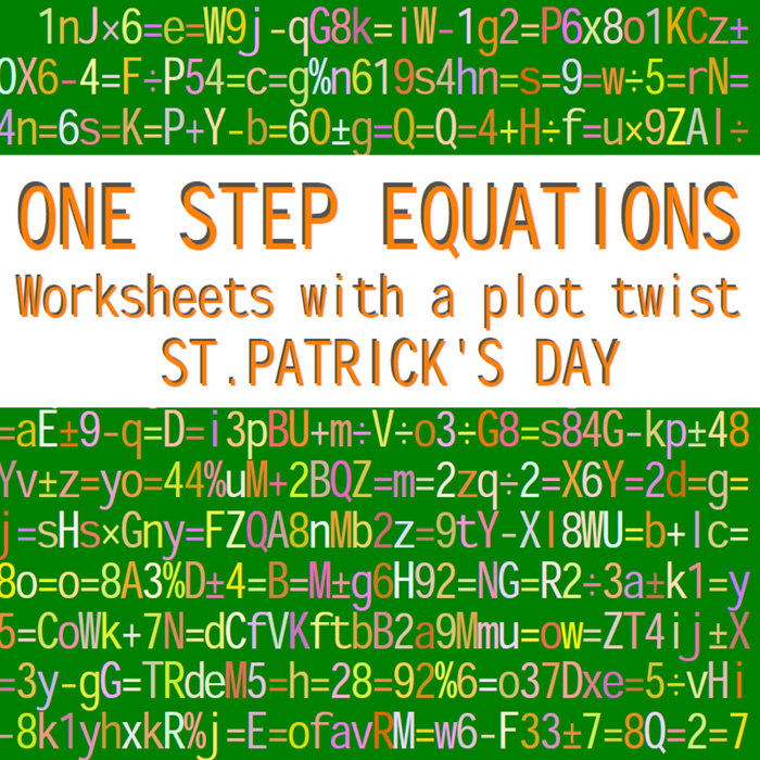ONE STEP EQUATIONS - ST.PATRICK'S DAY