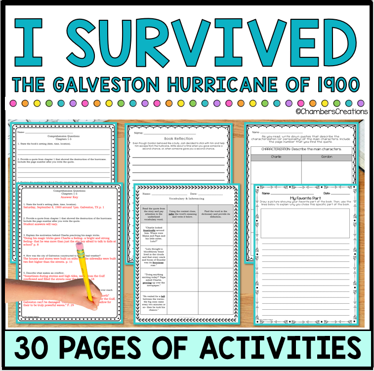 I Survived the Galveston Hurricane of 1900 Novel Study Lauren Tarshis