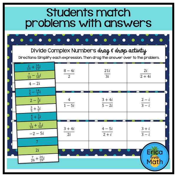 Operations with Complex Numbers Digital Activity Drag & Drop | Made By ...