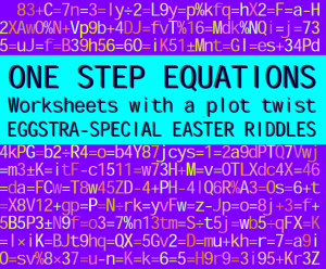 ONE STEP EQUATIONS - EASTER WORKSHEETS