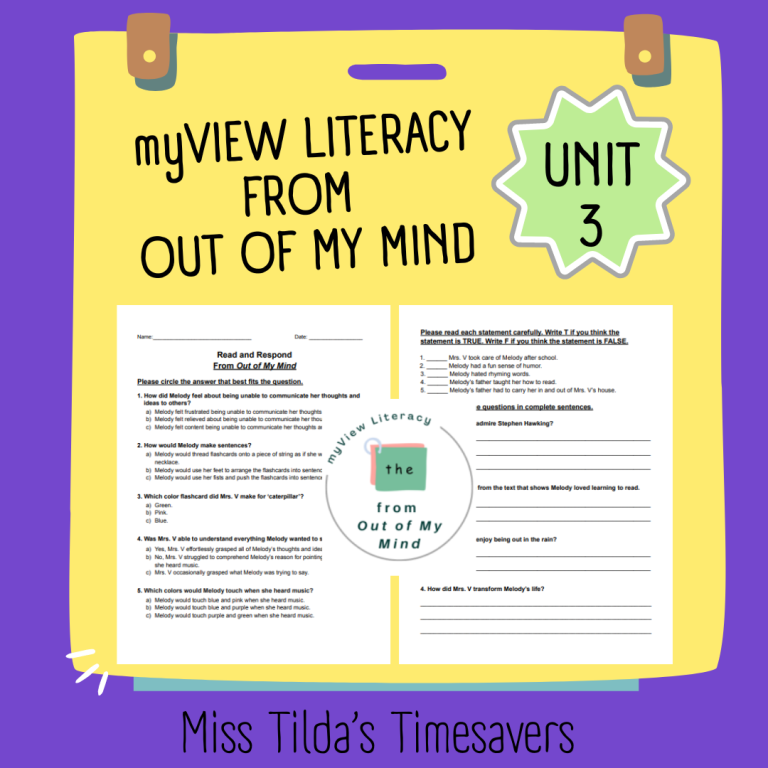 from Out of My Mind - Read and Respond myView Literacy 4 - Made By Teachers