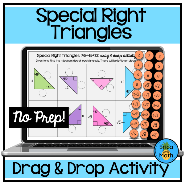 Special Right Triangles Digital Drag & Drop Activity (30-60-90 and 45 ...