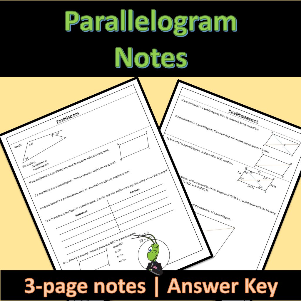 Properties of Parallelograms Notes | Geometry | Made By Teachers