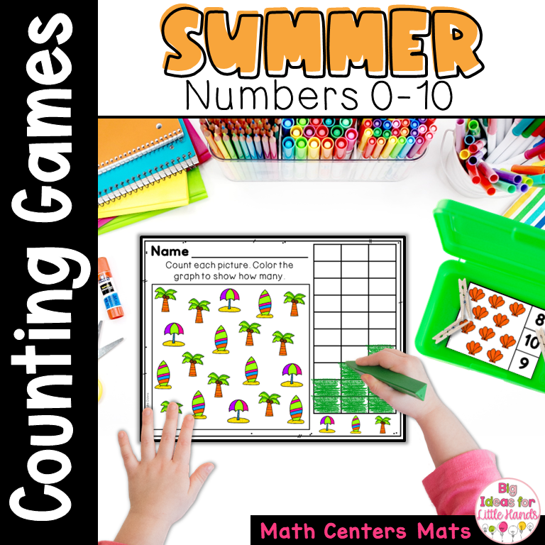 Summer Counting Worksheet Numbers 0-10 | End of Year Kindergarten Math Games