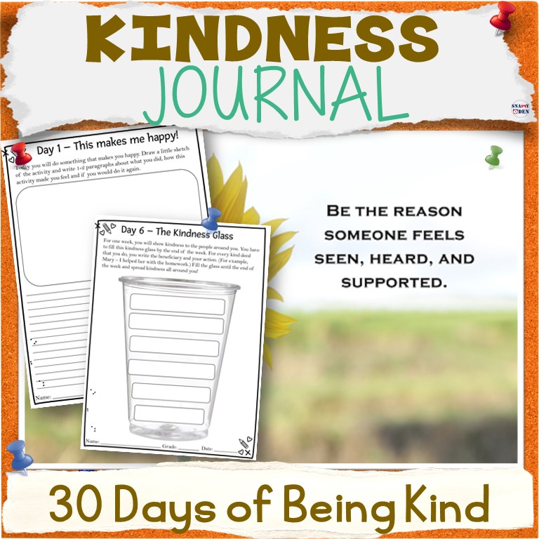 Kindness Journal - Mental Health SEL Writing and Journaling Bell Ringers ELA