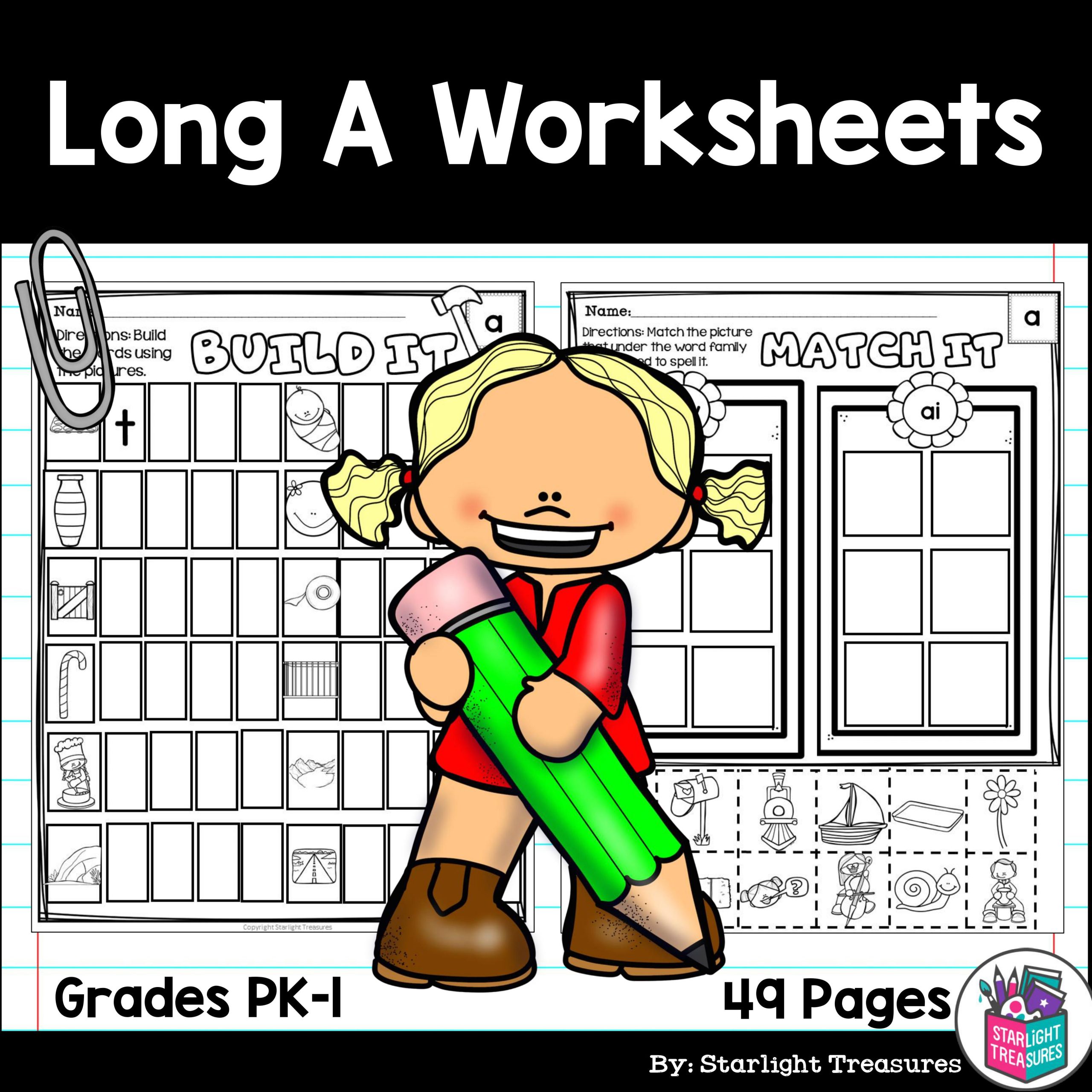 Long A Worksheets and Activities for Early Readers - Phonics