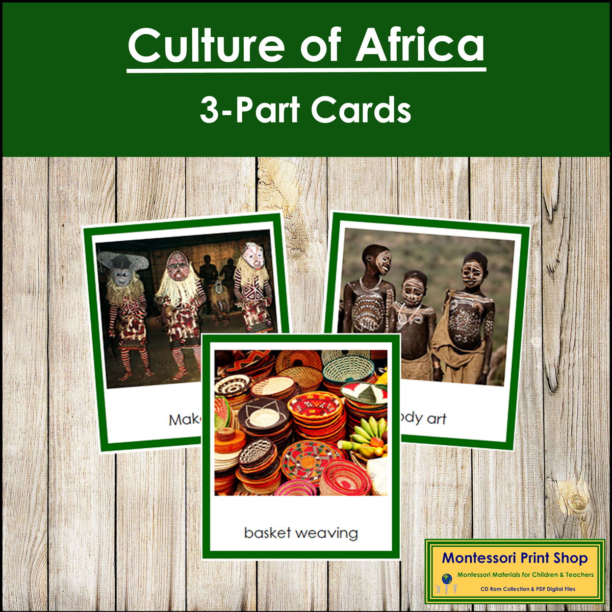 Culture of Africa 3-Part Cards (color borders) - Continent Cards