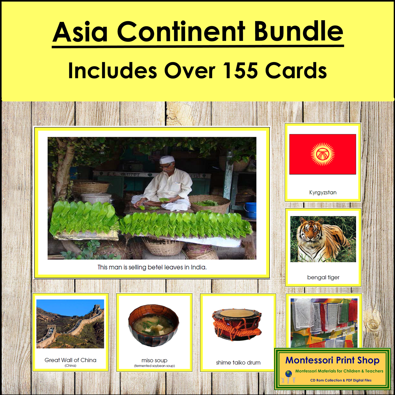 Asia Continent Bundle (Color Borders) - Montessori Geography