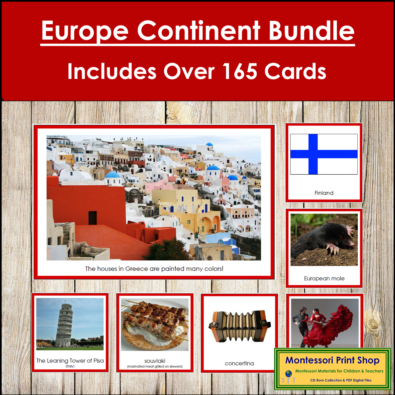 Europe Continent Bundle (Color Borders) - Montessori Geography