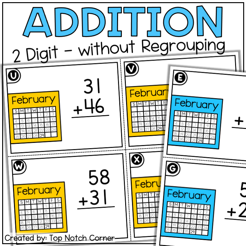 Leap Day Year 2024 2 Digit Addition without Regrouping