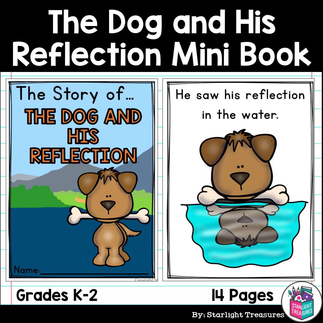 The Dog and His Reflection Mini Book for Early Readers - Aesop's Fables