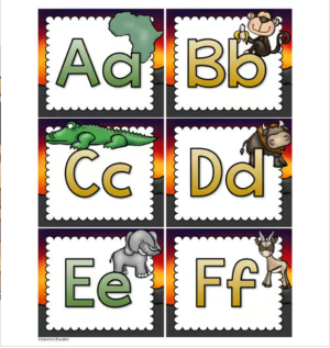 Word Wall Labels Alphabet Letter Cards Jungle Safari Theme - Made By ...