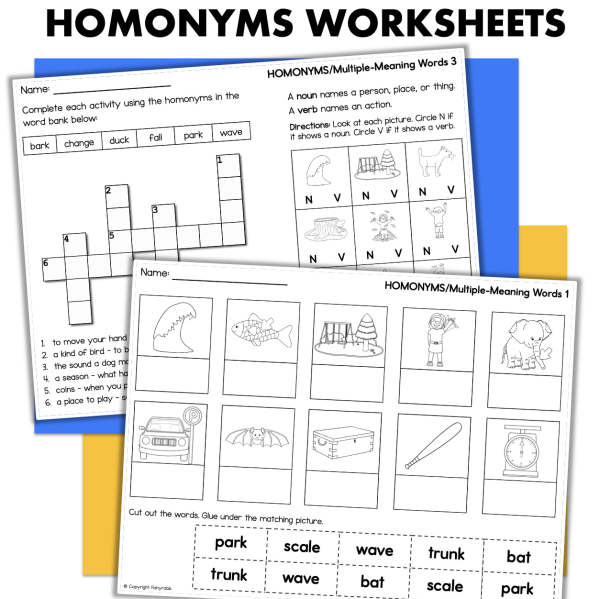 Homonyms Multiple Meaning Words Worksheets Centers Activities - Made By ...
