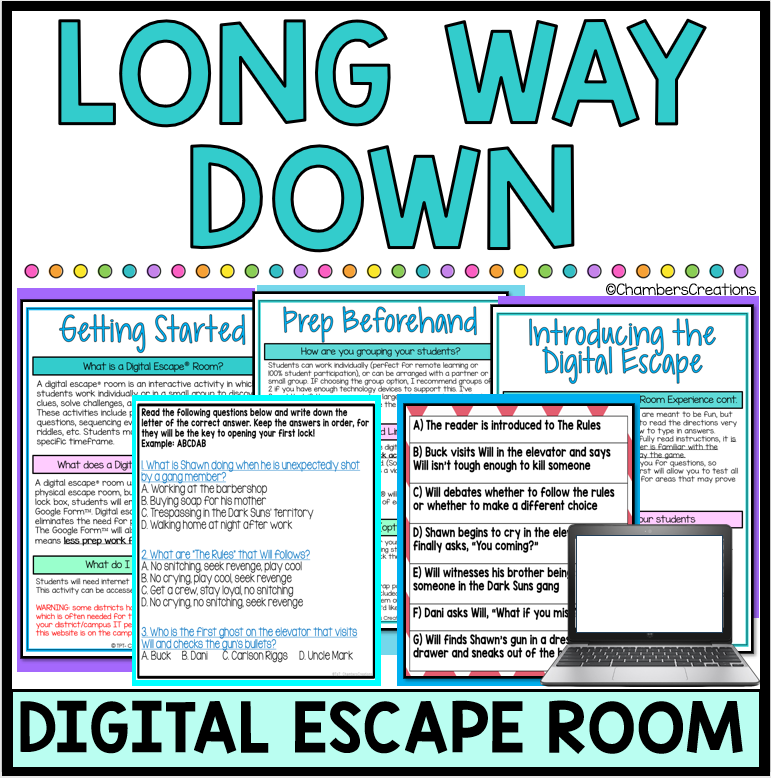 Long Way Down Digital Escape Room Jason Reynolds Breakout Team building Game