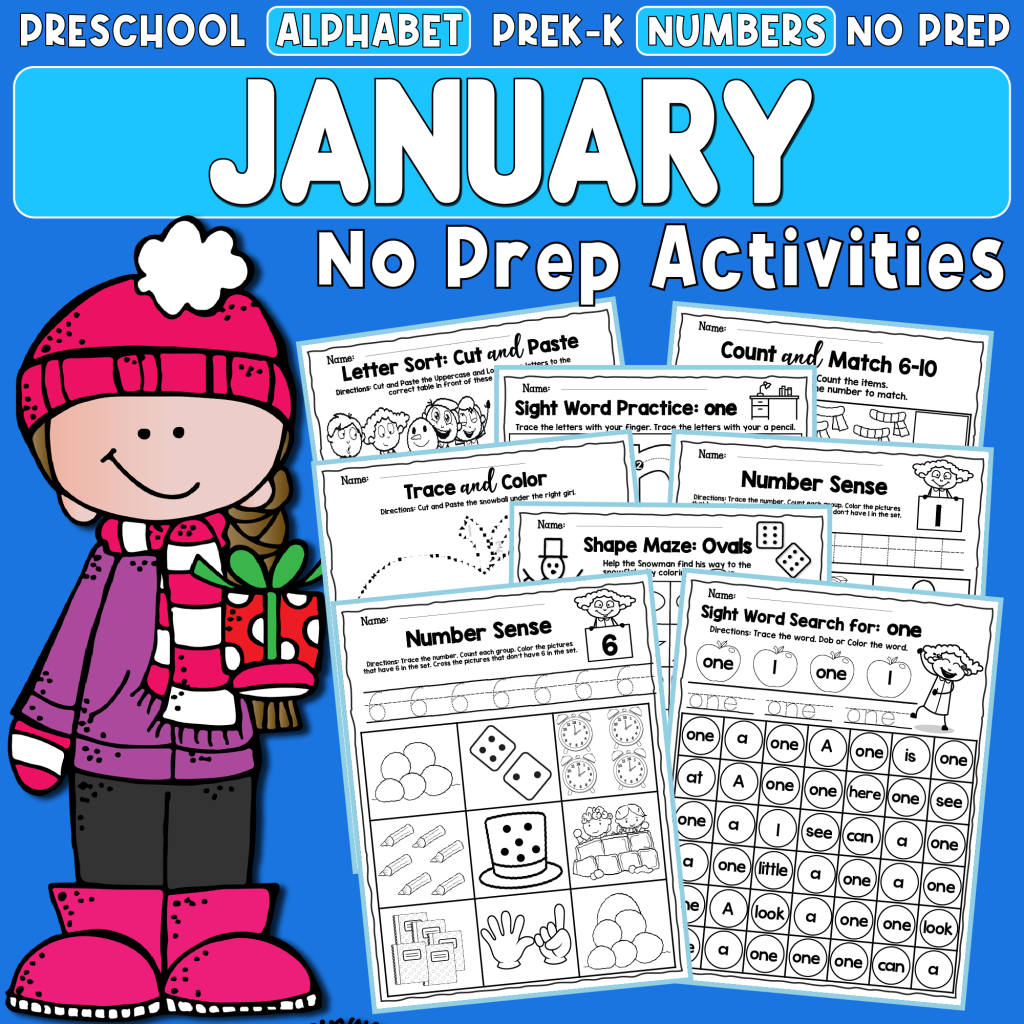 JANUARY Winter Preschool NO Prep Printable Packet (Preschool) - Made By ...