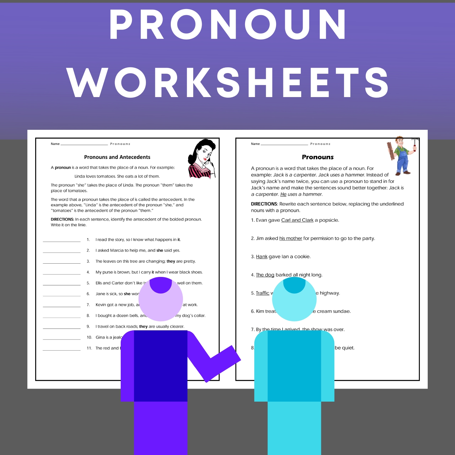 Pronoun Prowess: Interactive Worksheets for Language Mastery (PDF