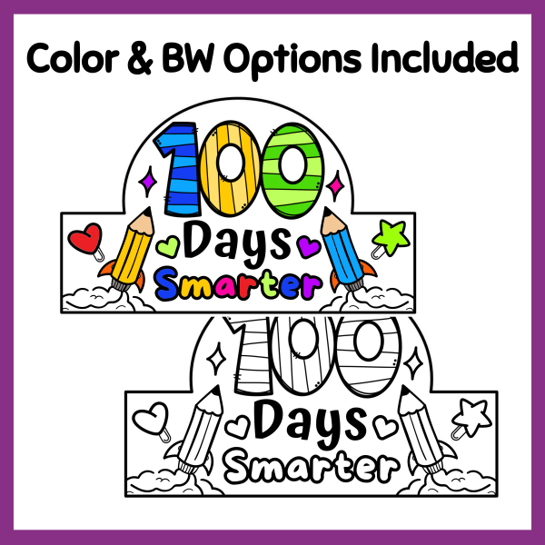 100th Day of School Hat Craft | 100 Days Smarter Crown Activity - Made ...