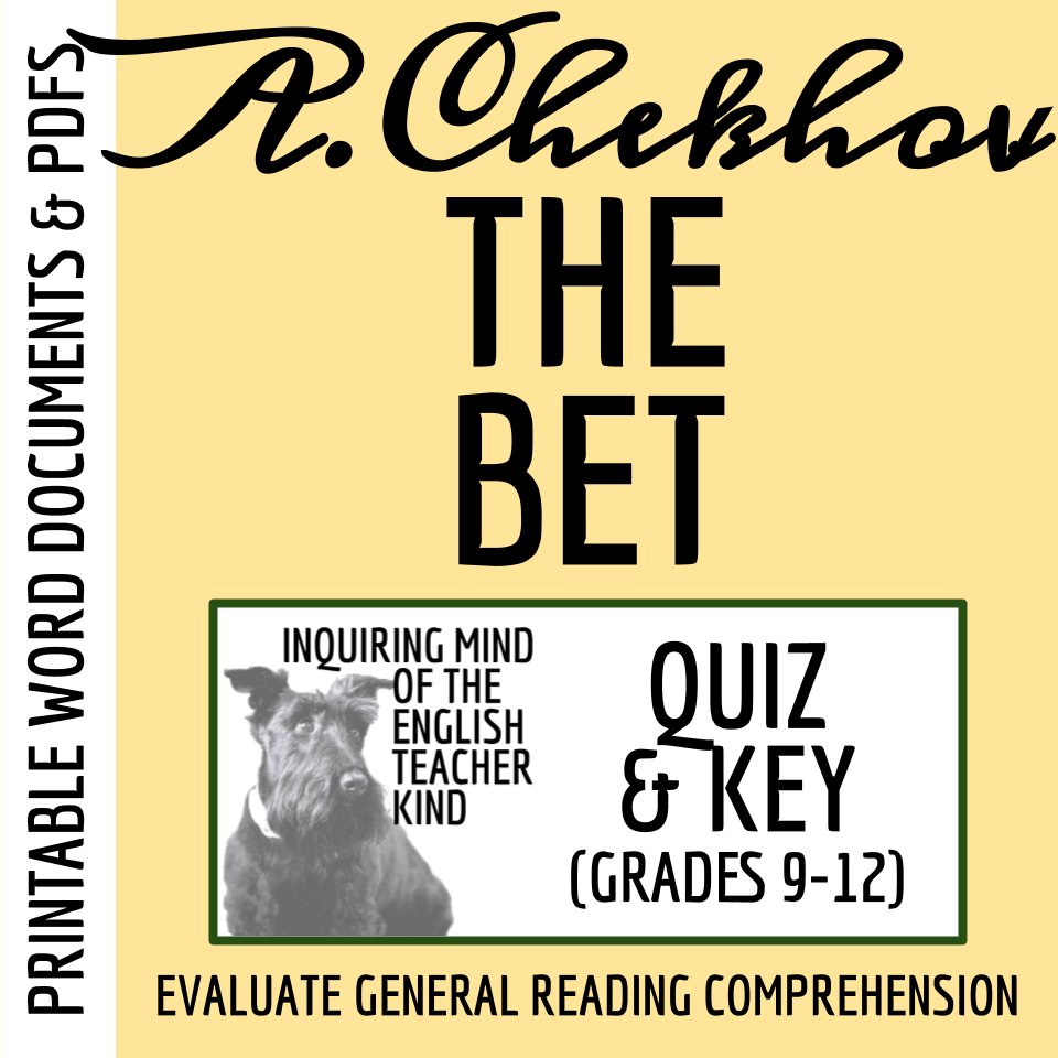 "The Bet" by Anton Chekhov Quiz and Answer Key for High School